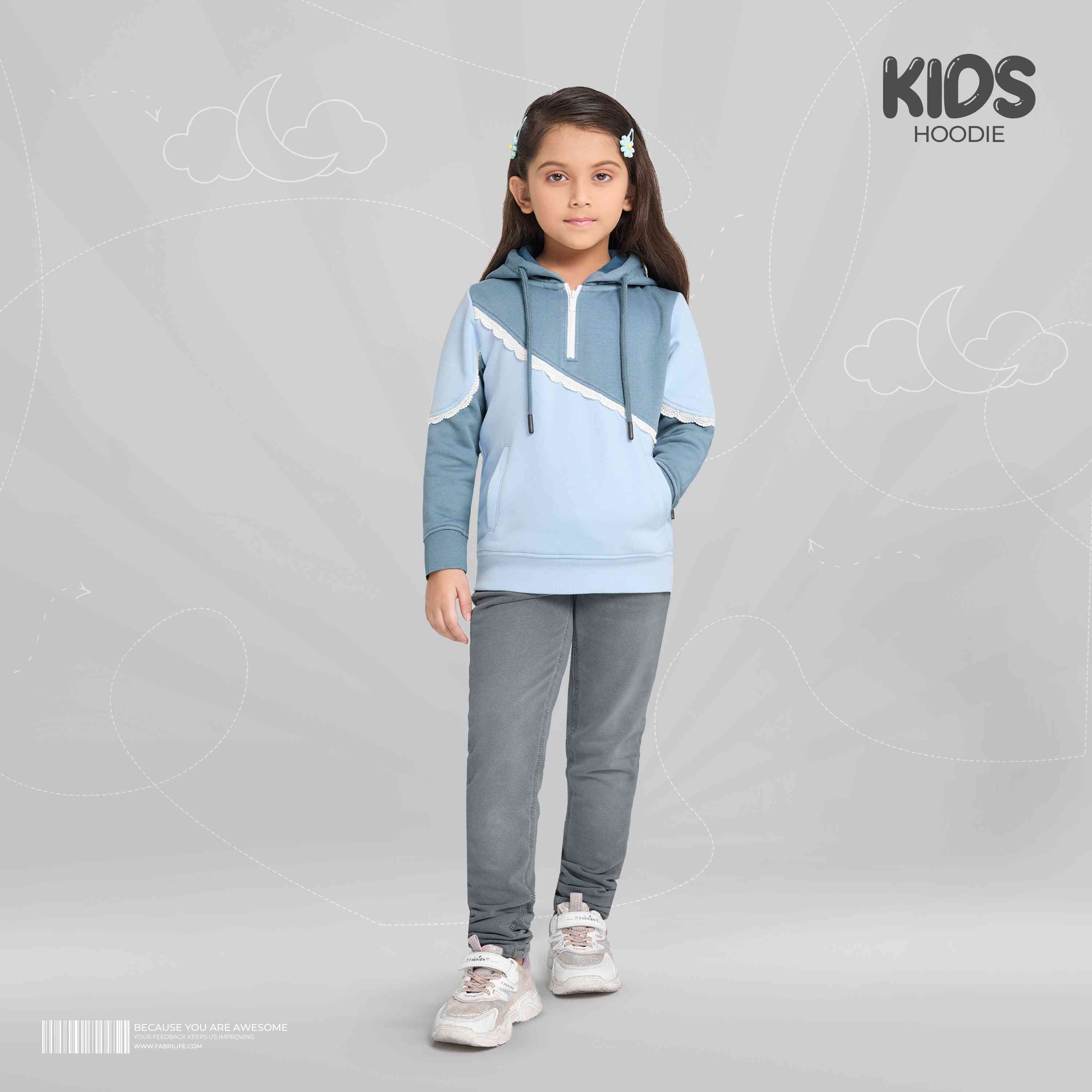 Kids Girls Premium Hoodie - Floral Frost