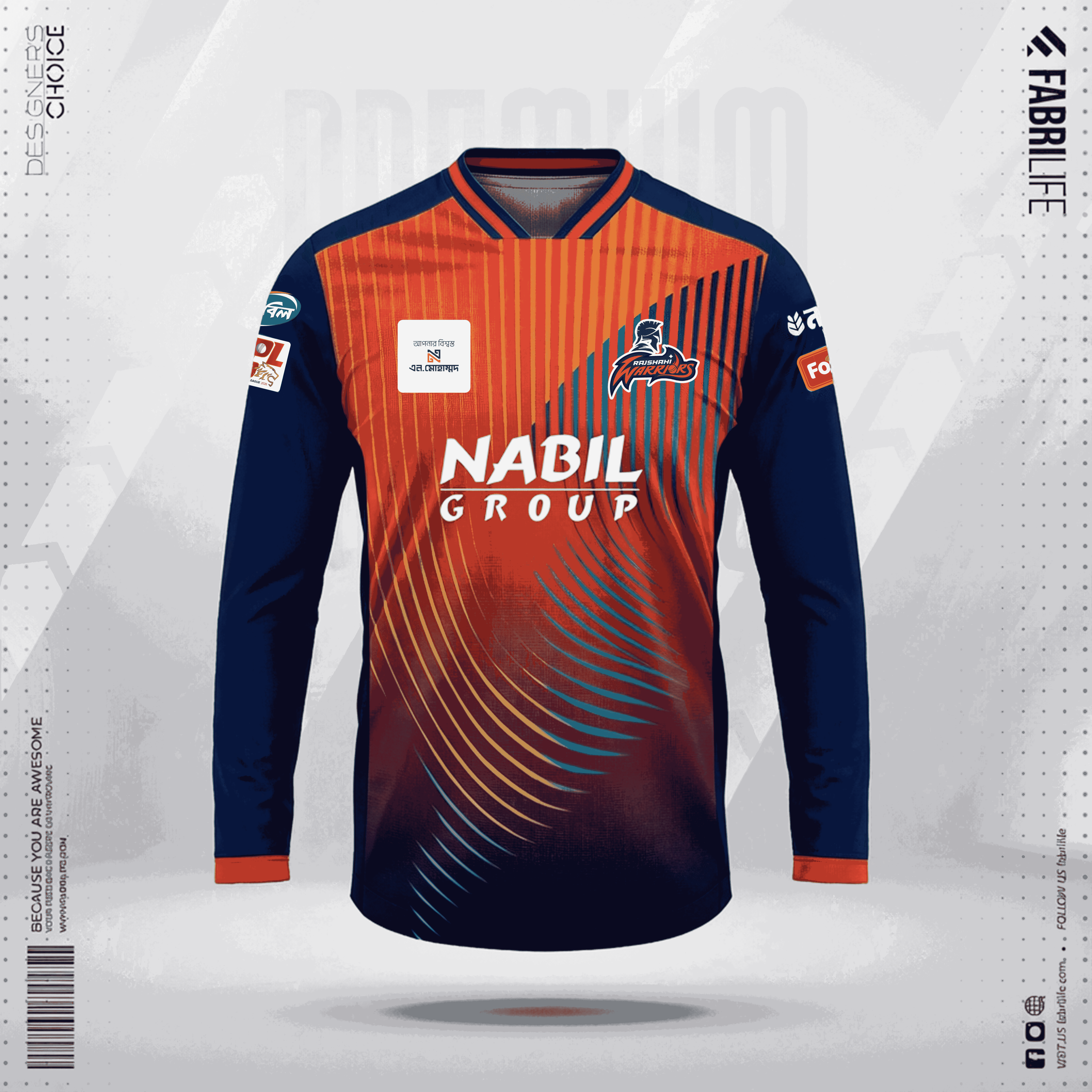 Rajshahi Warriors Official Fan Jersey - Full Sleeve