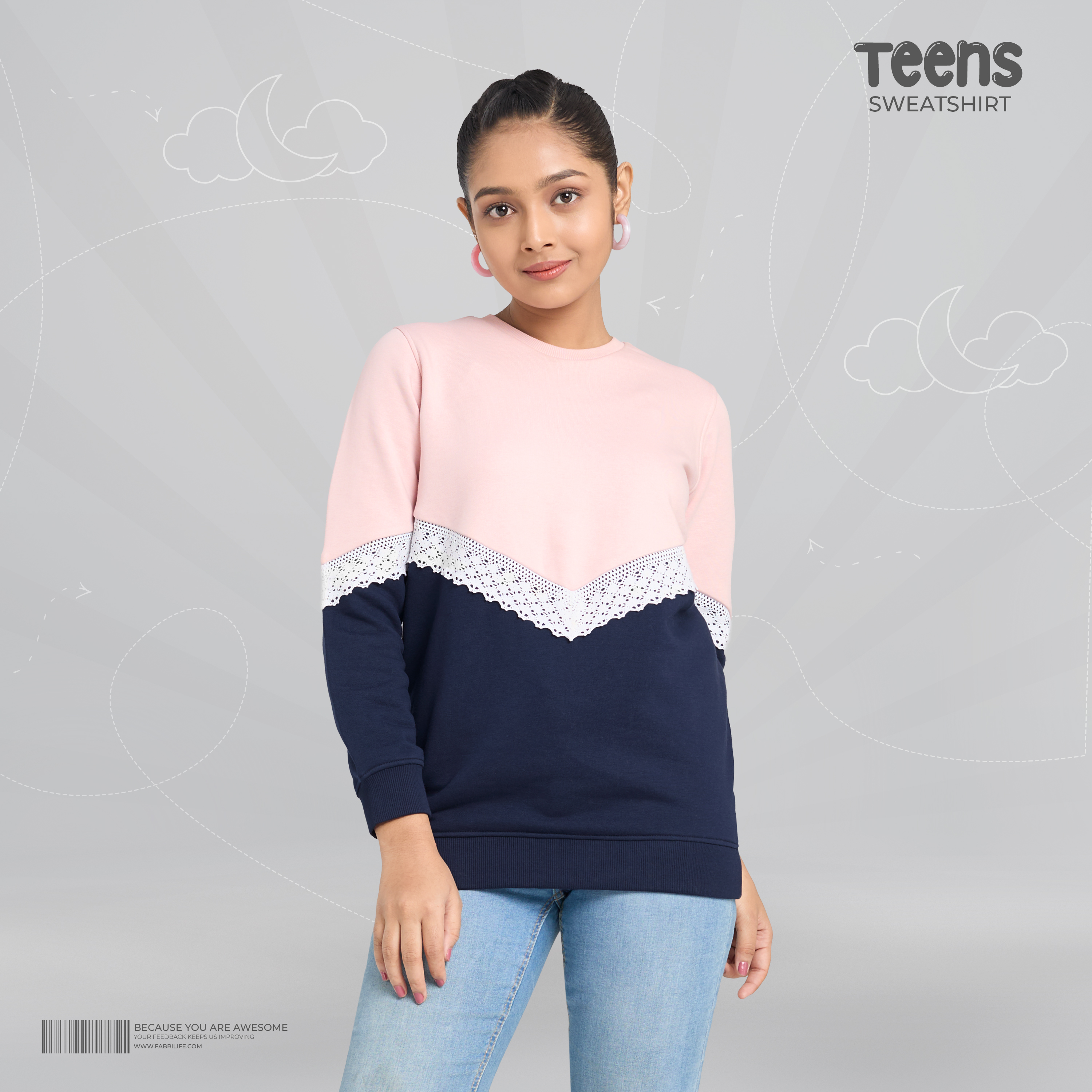 Teens Girls Premium Sweatshirt - Rosy Frost